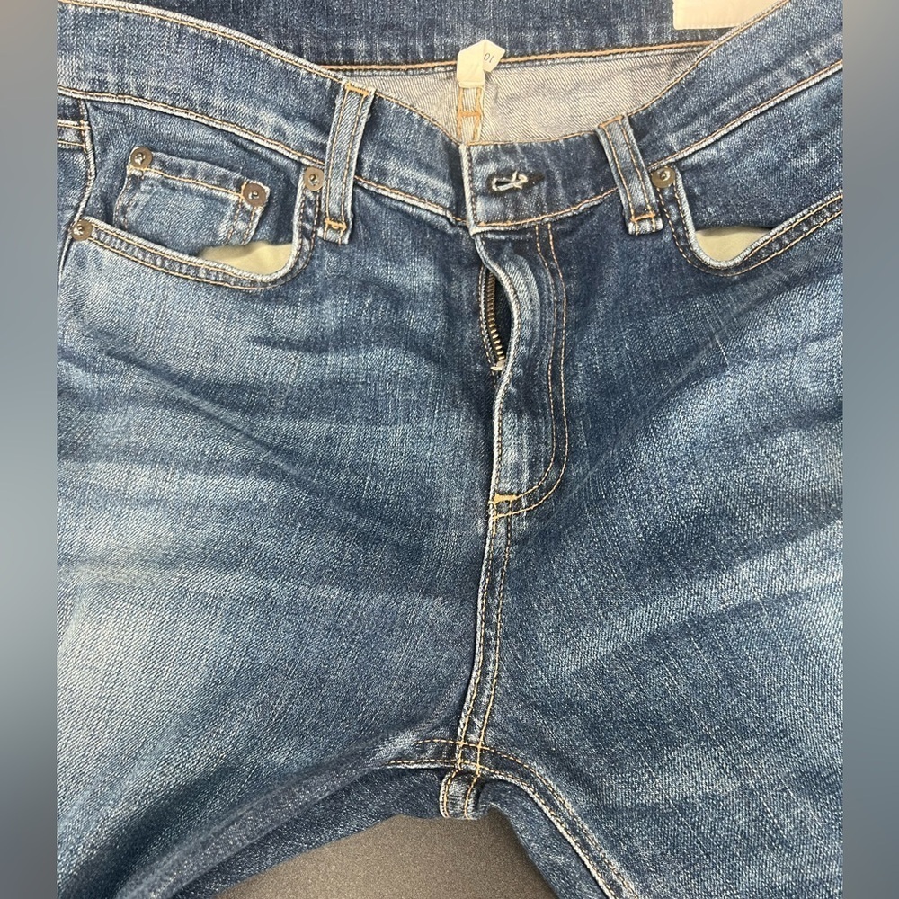 Rag & Bone 10 Inch Dre Denim Jeans In Bainbridge Wash Raw Hem Frayed Ankle 29 - Picture 8 of 11